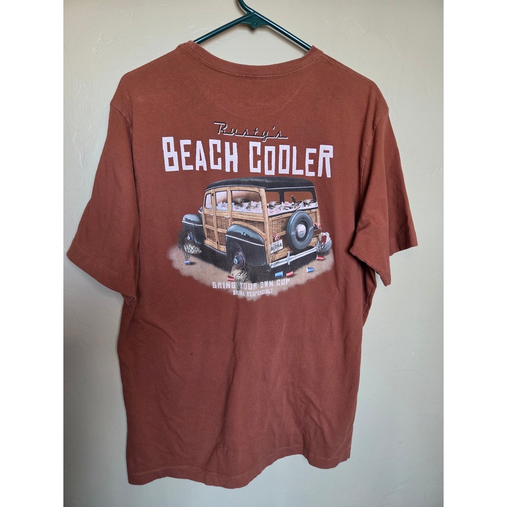 Dad Tshirt, Men's Rusty's Beach Cooler Graphic T-Shirt size L